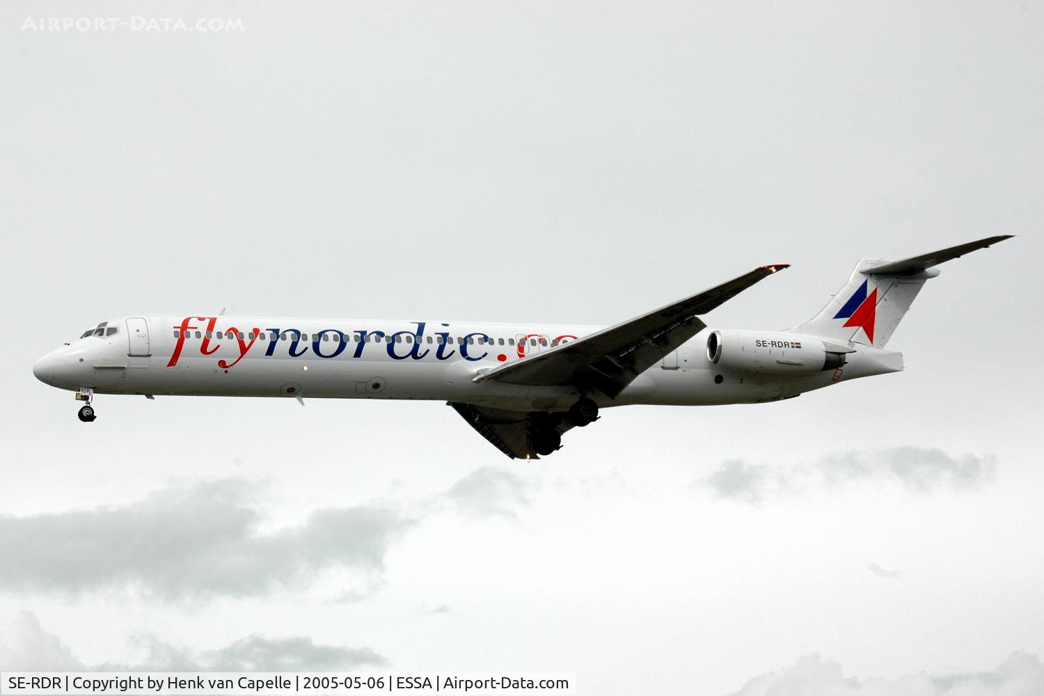 SE-RDR, 1980 McDonnell Douglas MD-82 (DC-9-82) C/N 49151/1088, Flynordic MD-82 on approach tp Stockholm Arlanda airport.