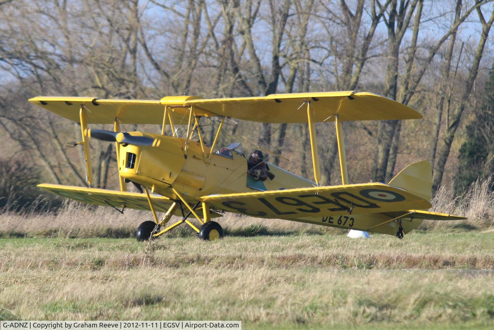 G-ADNZ, 1942 De Havilland DH-82A Tiger Moth II C/N 85614, Just landed at Old Buckenham.
