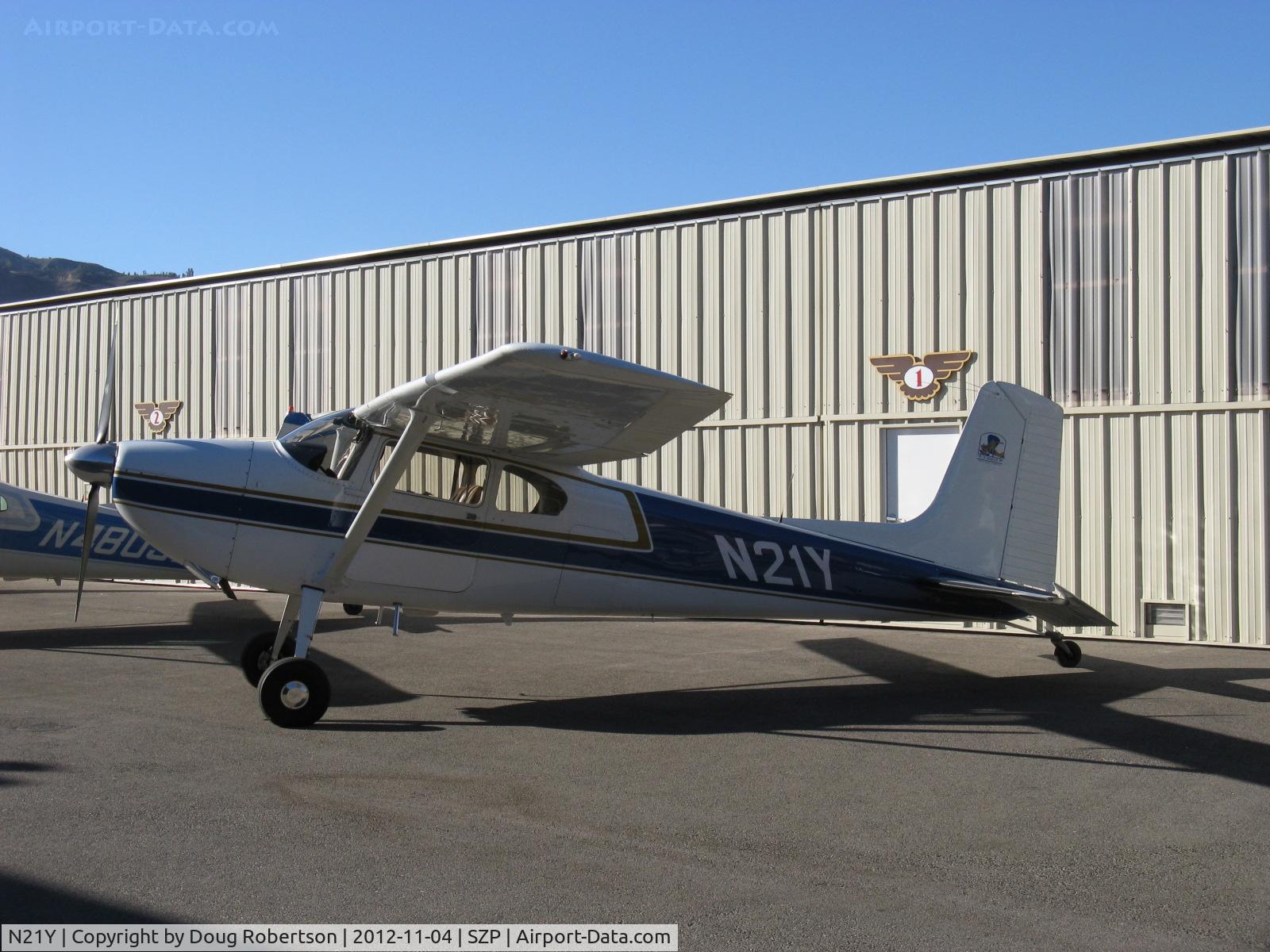 N21Y, 1954 Cessna 180 C/N 30837, 1954 Cessna 180, Continental O-470-A 225 Hp, at Aviation Museum of Santa Paula taxiway