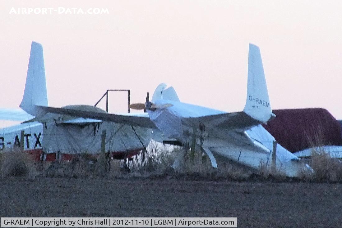 G-RAEM, 1985 Rutan Long-Ez C/N PFA 074A-10638, parked on one of the disused runways near the new hangars