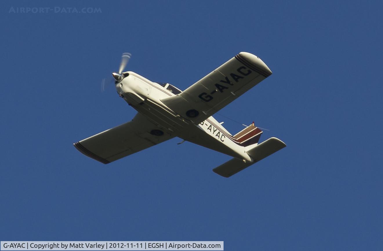 G-AYAC, 1969 Piper PA-28R-200 Cherokee Arrow C/N 28R-35606, Pulling away after an ILS approach.