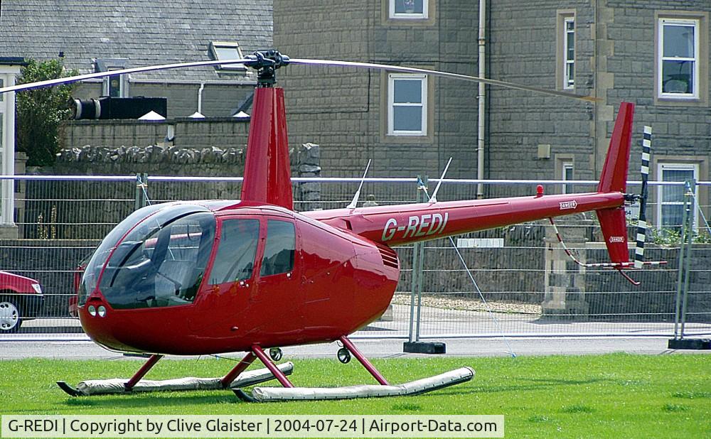 G-REDI, 2000 Robinson R44 Clipper C/N 0817, G-REDI > 4R-SVG - Originally and currently with, Redeye.Com Ltd in August 2000. Photo taken at Weston-super-Mare sea-front. To 4R-SVG August 2009.