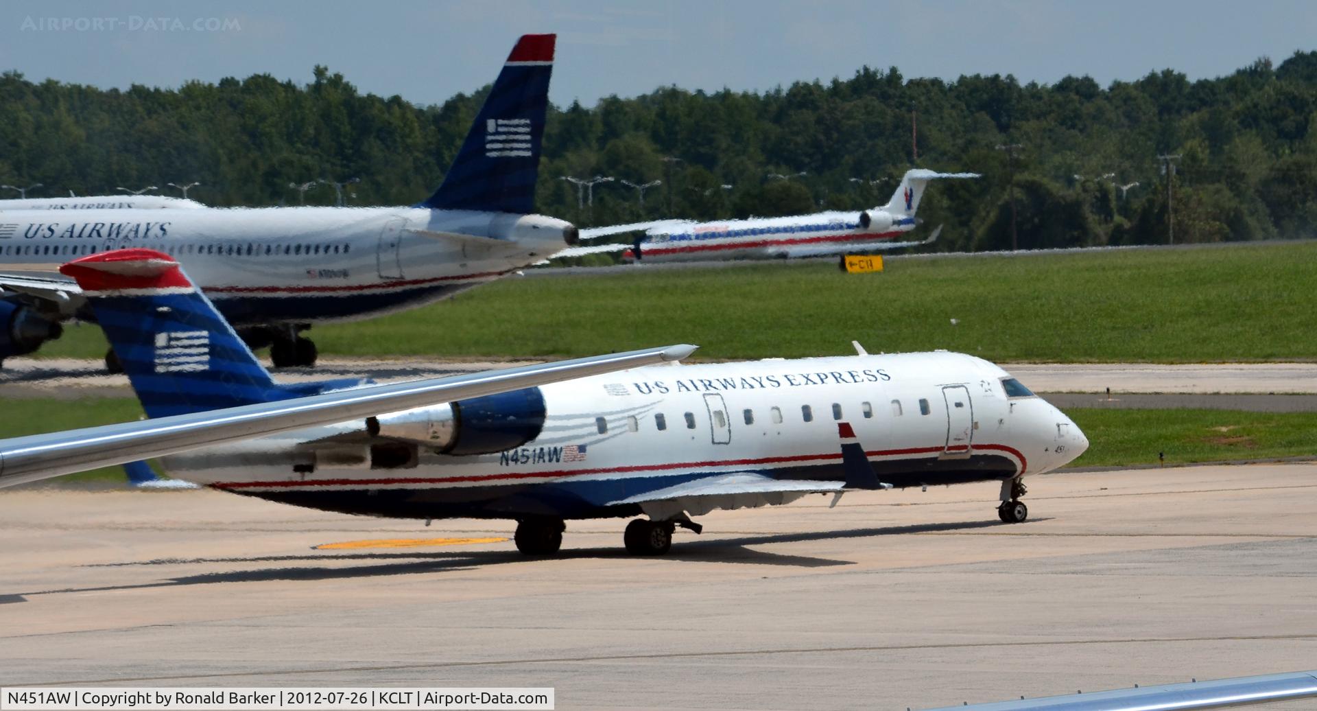 N451AW, 2003 Bombardier CRJ-200LR (CL-600-2B19) C/N 7832, Taxi CLT