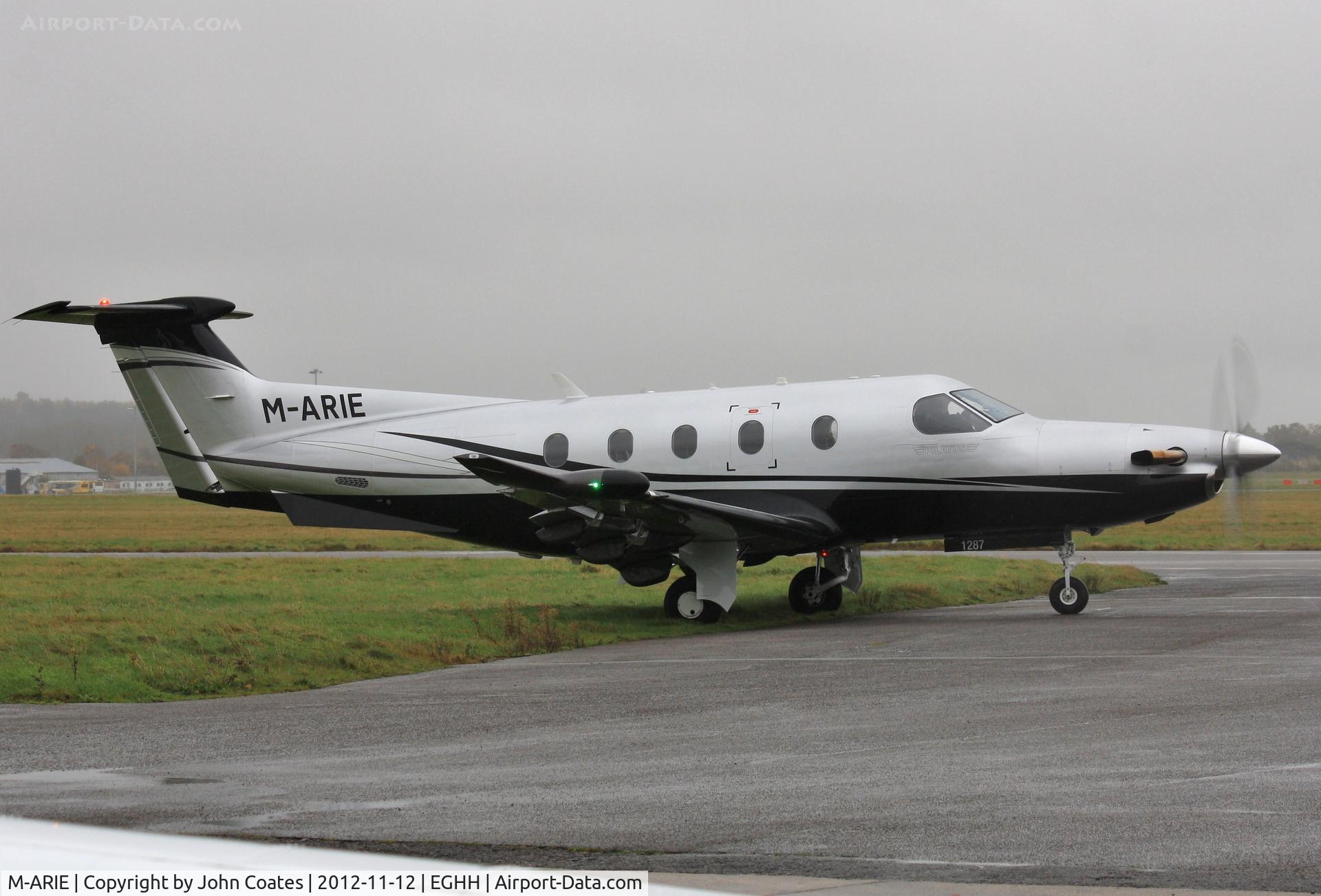 M-ARIE, 2010 Pilatus PC-12/47E C/N 1235, About to depart Pilatus Centre.