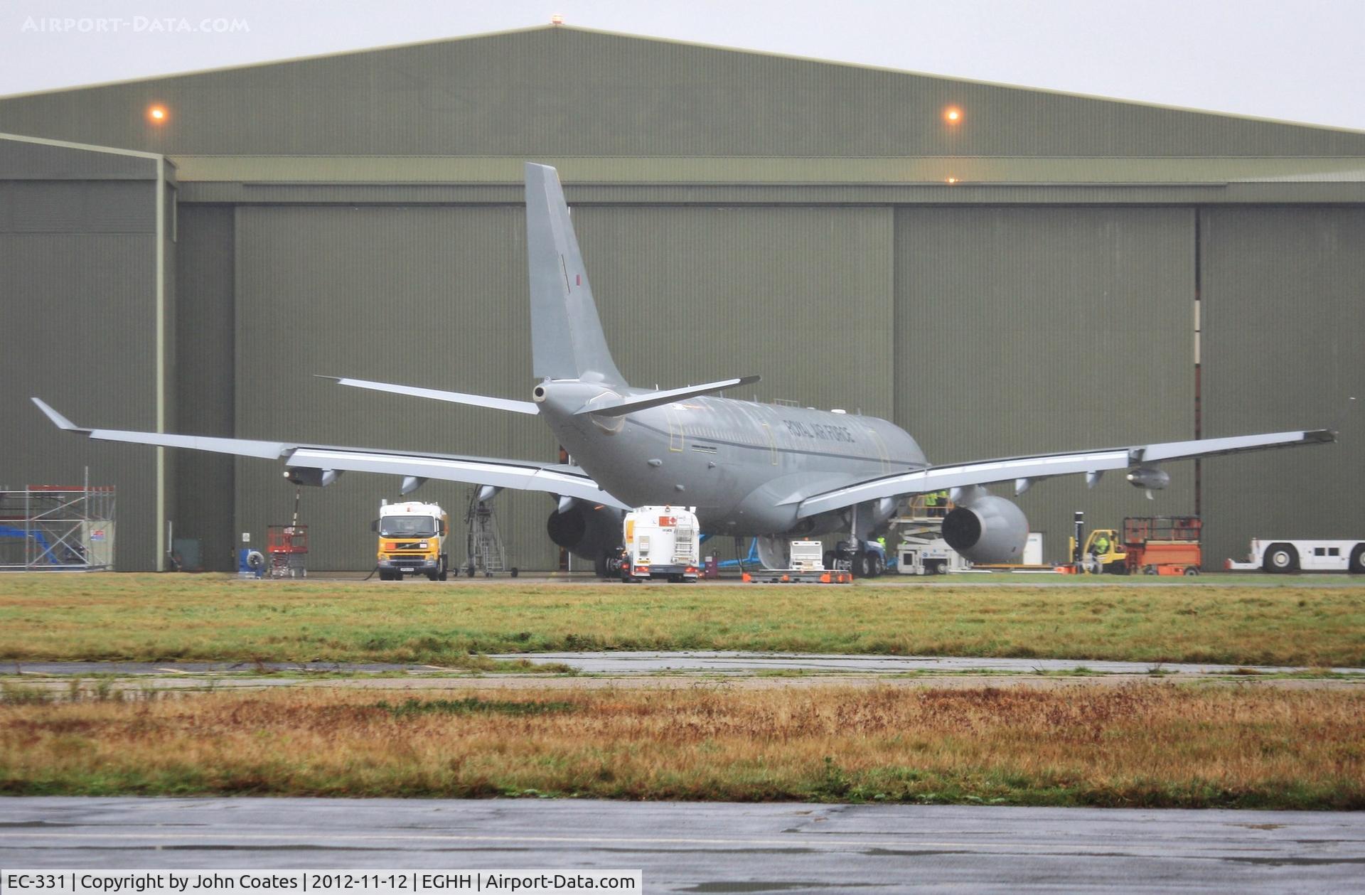 EC-331, 2011 Airbus KC2 Voyager (A330-243MRTT) C/N 1248, Now in RAF grey...carrying pre-delivery reg. MRTT-018.  Due to be ZZ331 for RAF.  
First time outside since return from Manchester paintshop.
