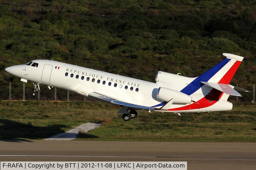 F-RAFA, 2009 Dassault Falcon 7X C/N 068, Take off to LFBL after a stop at LFKJ and LFKC for a training flight