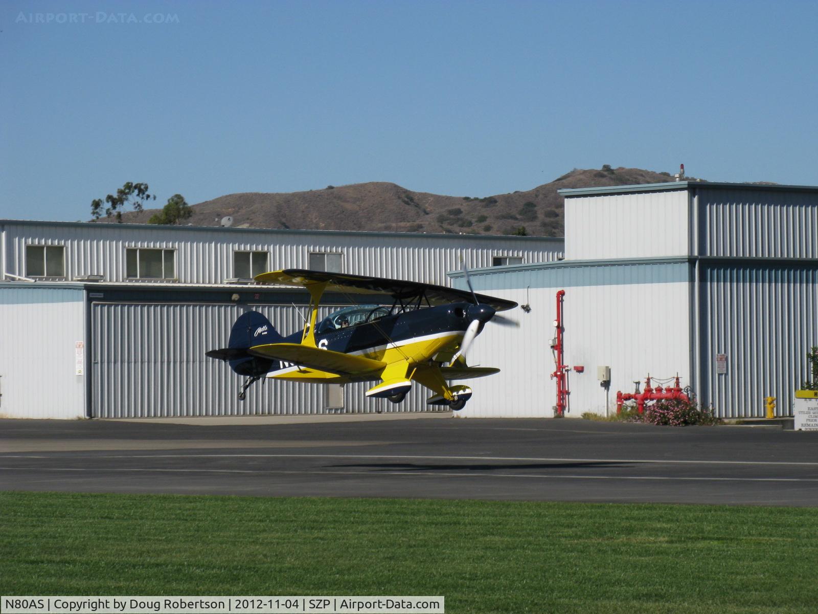 N80AS, 1992 Pitts S-2B Special C/N 5244, 1992 Pitts Aerobatics S-2B, Lycoming AEIO-540, landing Rwy 04