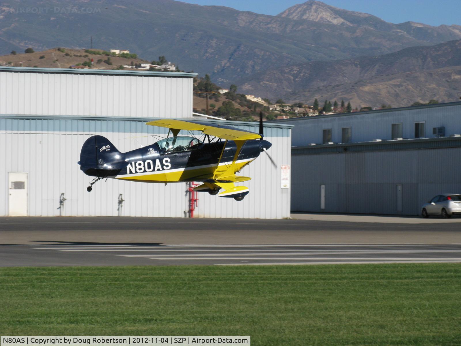 N80AS, 1992 Pitts S-2B Special C/N 5244, 1992 Pitts Aerobatics S-2B, Lycoming AEIO-540, landing Rwy 04