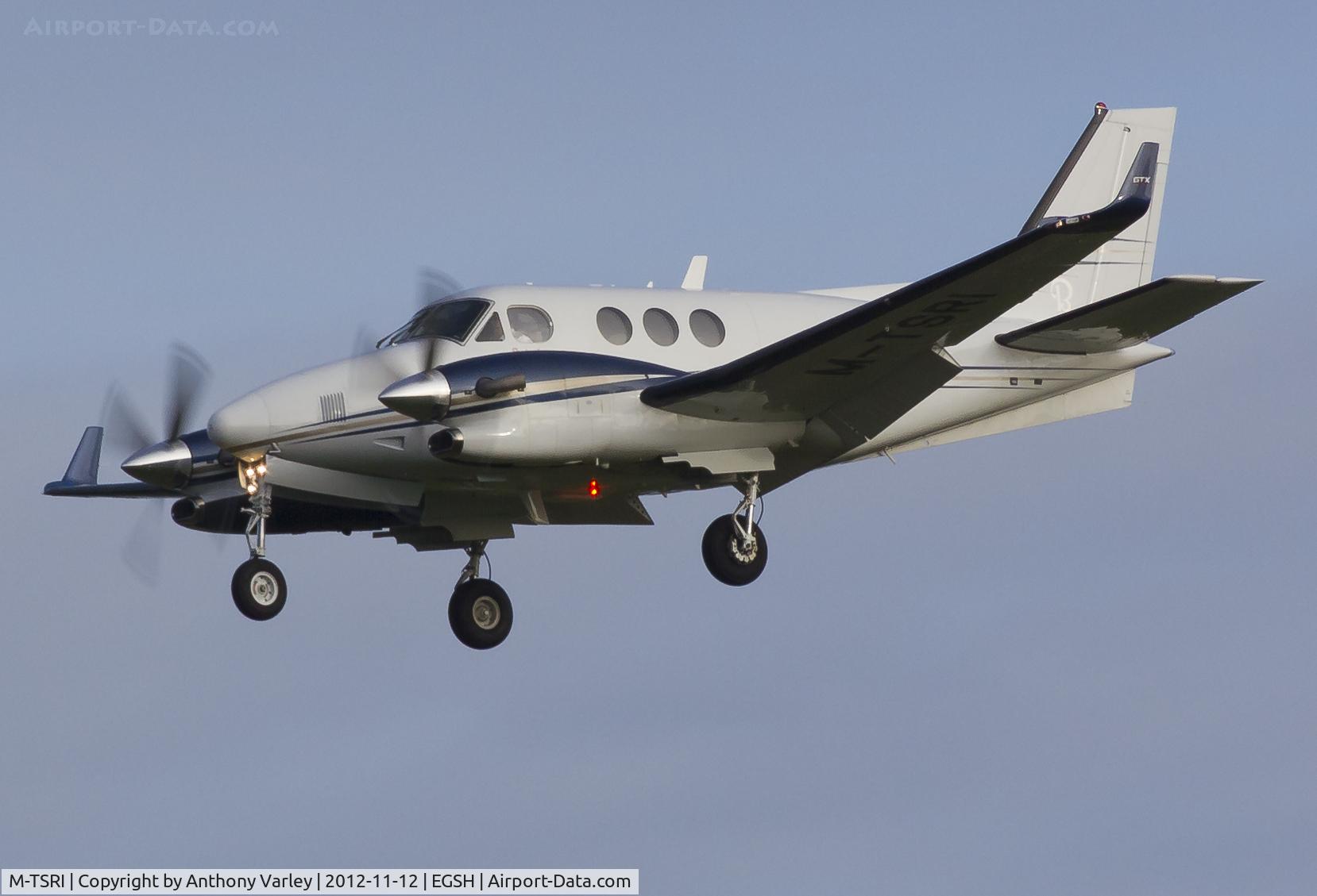 M-TSRI, Hawker Beechcraft C90GTI King Air C/N LJ-2033, Arriving at EGSH.