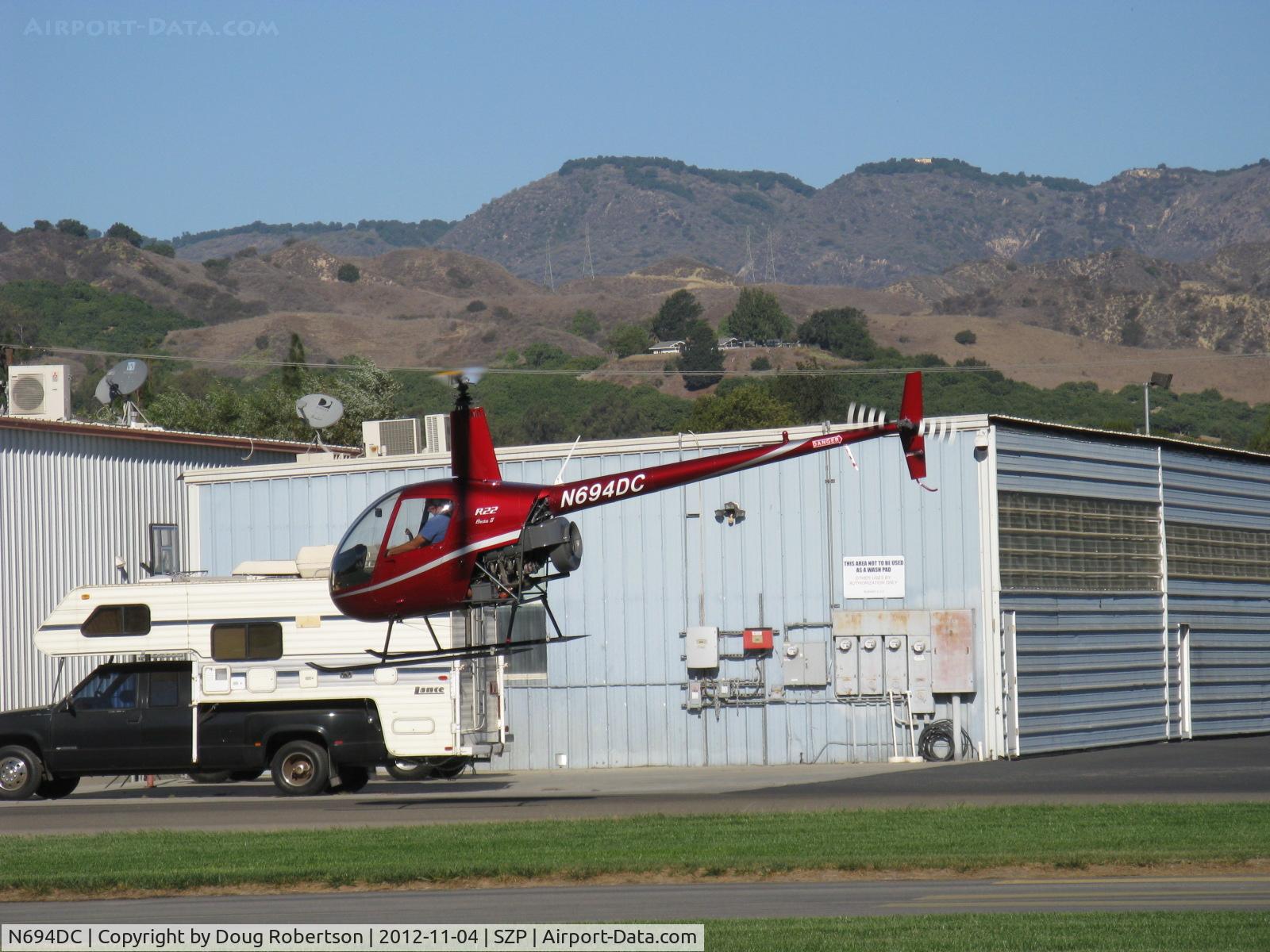 N694DC, 2004 Robinson R22 Beta C/N 3573, 2004 Robinson R22 BETA II, Lycoming O-360 derated to 131 Hp, approach downwind