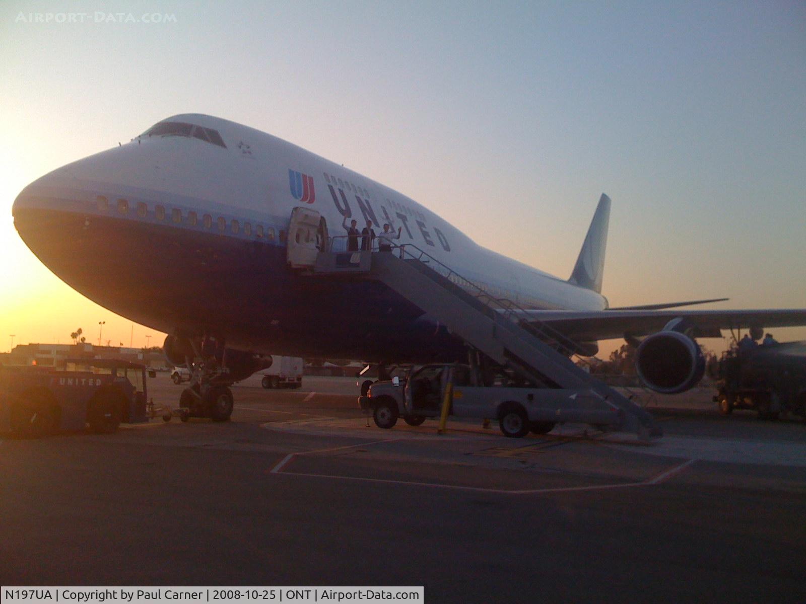 N197UA, 1997 Boeing 747-422 C/N 26901, UAL Charter at ONT
Capt. Paul Carner
F/O Joe Leffleman