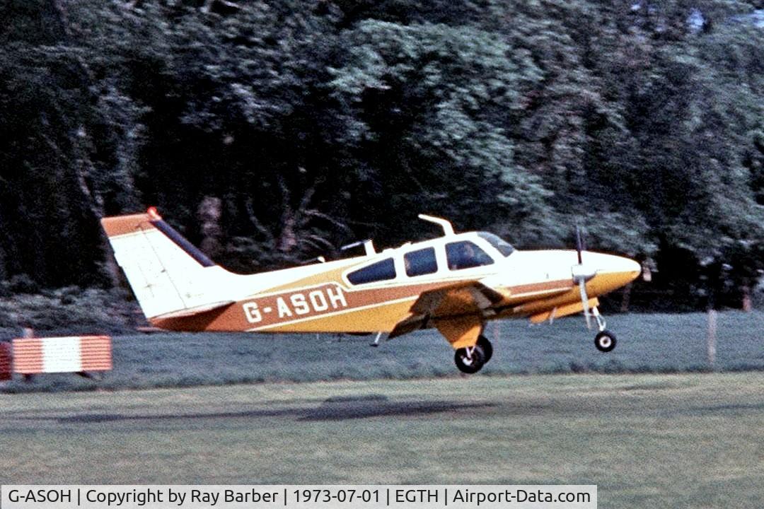 G-ASOH, 1964 Beech 95-B55 Baron Baron C/N TC-656, Beech 95-B55 Baron [TC-656] Old Warden~G 01/07/1973. Image taken from a slide.