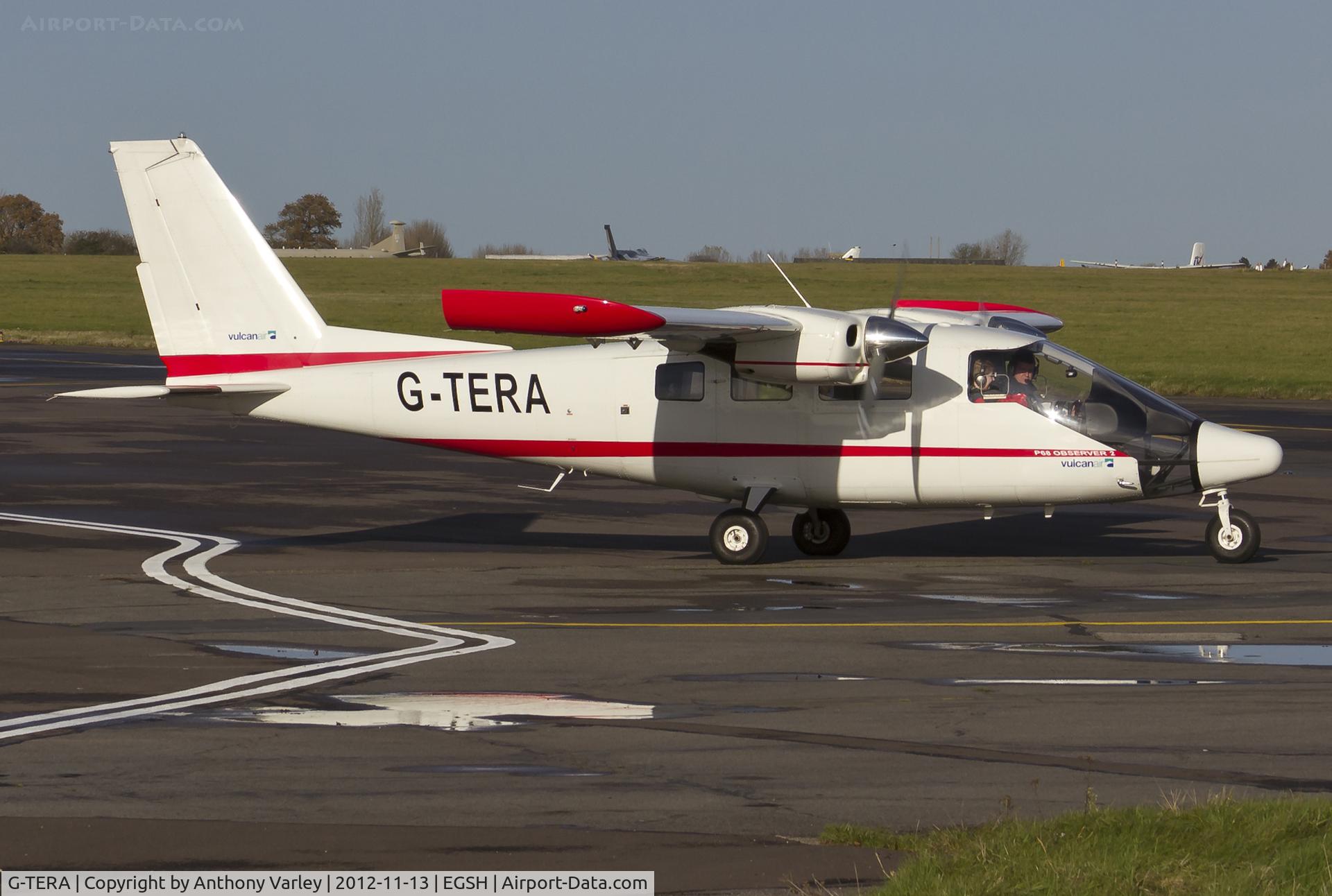 G-TERA, 2007 Vulcanair P-68 Observer 2 C/N 433-29 OB2, Departing SaxonAir.