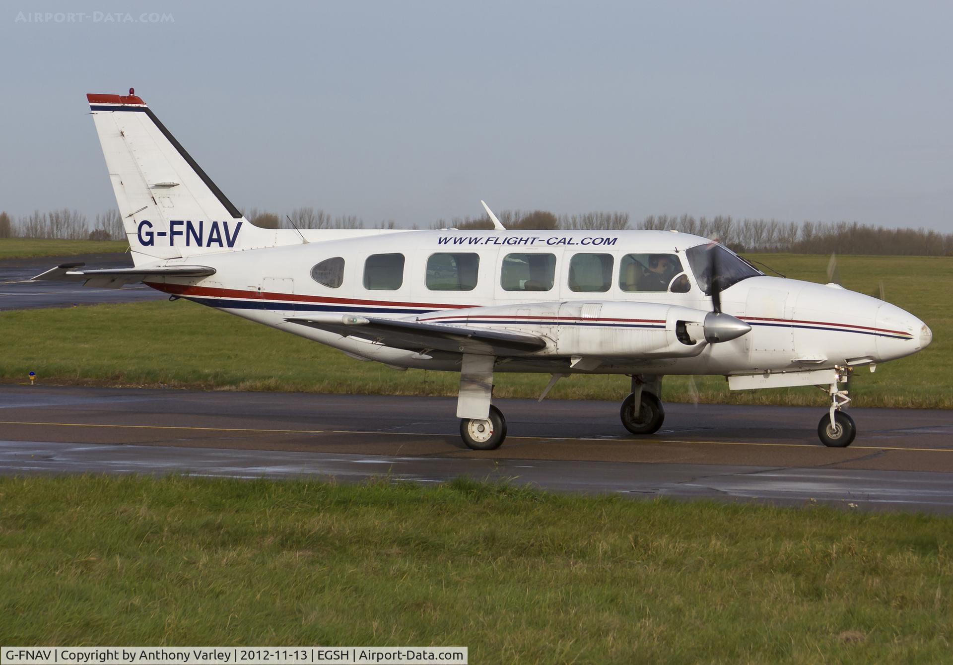 G-FNAV, 1977 Piper PA-31-350 Chieftain C/N 31-7752187, Departing SaxonAir.
