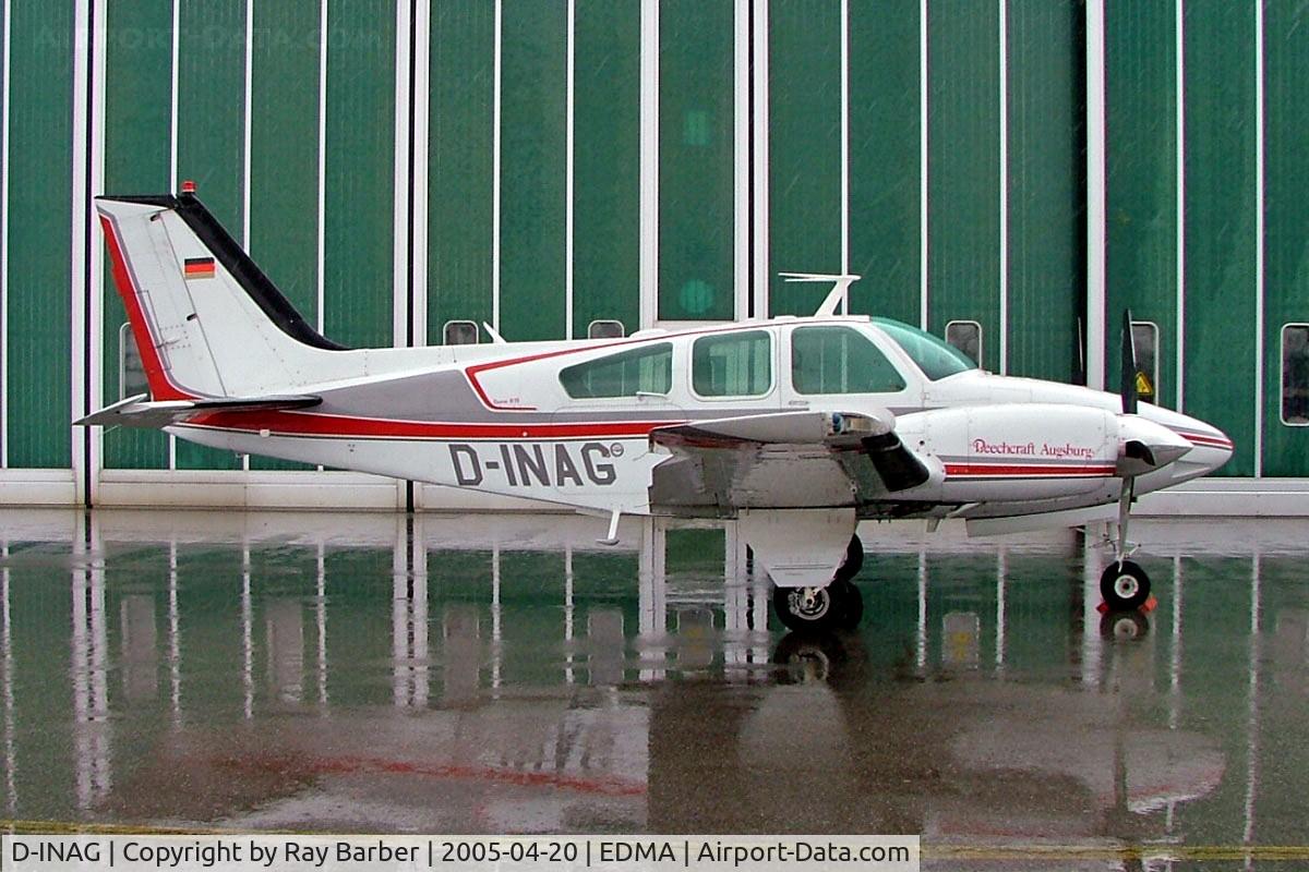 D-INAG, Beech 95-B55 Baron Baron C/N TC-1550, Beech 95-B55 Baron [TC-1550] Augsburg~D 20/04/2005. Taken during a rain storm.