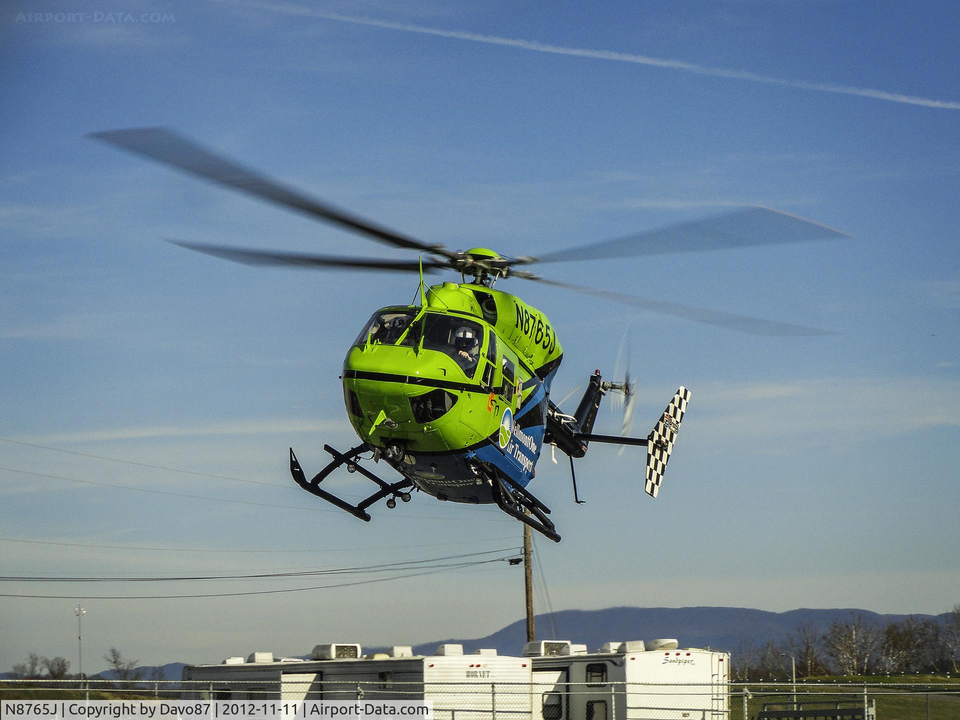 N8765J, 1984 Eurocopter-Kawasaki BK-117A-4 C/N 7054, Wellmont Air Rescue helicopter landing at Bristol Motor Speedway heliport on Sunday, November 11, 2012.