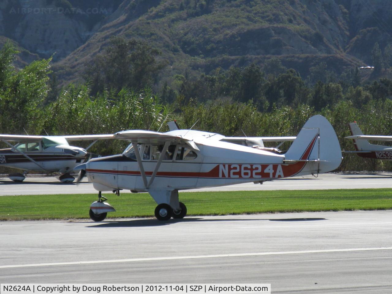 N2624A, 1953 Piper PA-22-135 Tri-Pacer C/N 22-1091, 1952 Piper PA-22-135/150 TRI-PACER, Lycoming O-320 upgrade, taxi off the active
