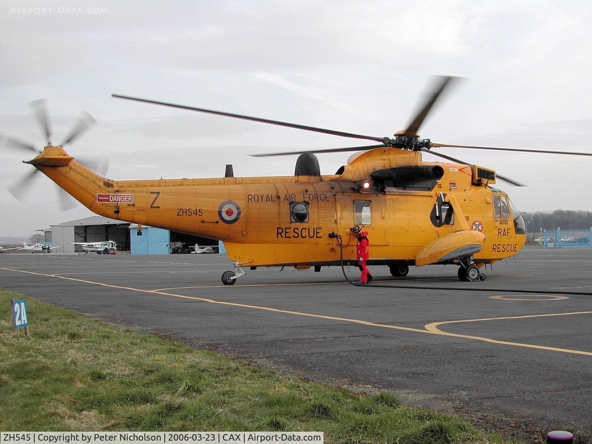 ZH545, 1997 Westland Sea King HAR.3A C/N WA1011, Sea King HAR.3A of 202 Squadron at RAF Boulmer refuelling at Carlisle in the Spring of 2006.