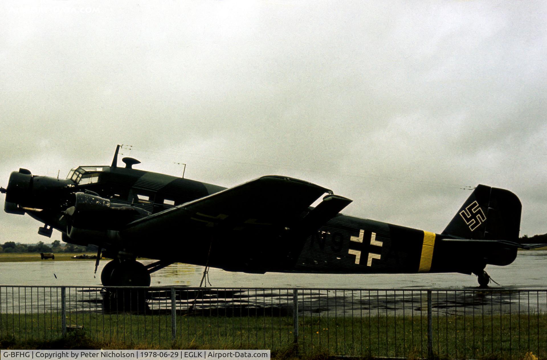 G-BFHG, 1948 Junkers (CASA) 352L (Ju-52) C/N 153, Former Spanish Air Force CASA 352L in Luftwaffe markings at Blackbushe in the Summer of 1978.