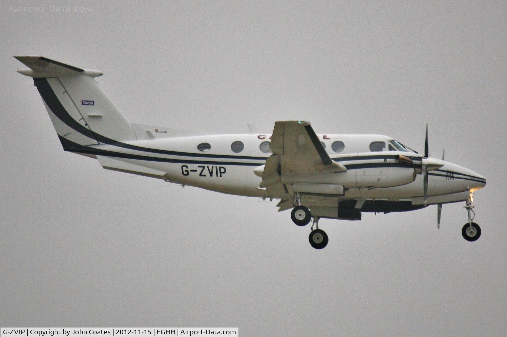 G-ZVIP, 1975 Beech 200 Super King Air C/N BB-108, Arriving through the murk on an Ambulance flight.