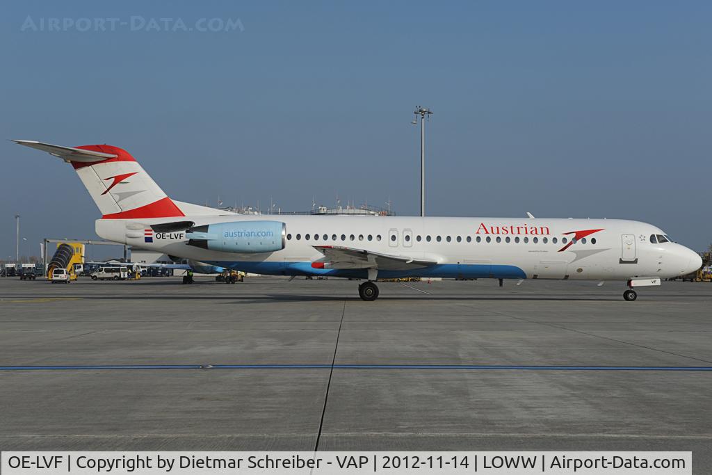 OE-LVF, 1993 Fokker 100 (F-28-0100) C/N 11483, Fokker 100 Austrian Airlines with operated by Tyrolean Airways sticker