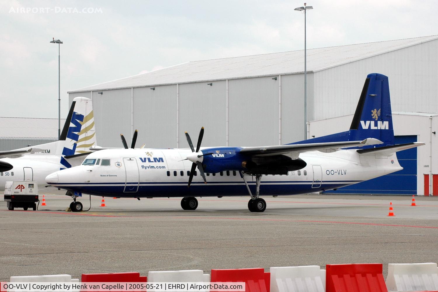 OO-VLV, 1989 Fokker 50 C/N 20160, Fokker 50 of VLM Airlines parked on the platform of Zestienhoven airport, Rotterdam, the Netherlands.