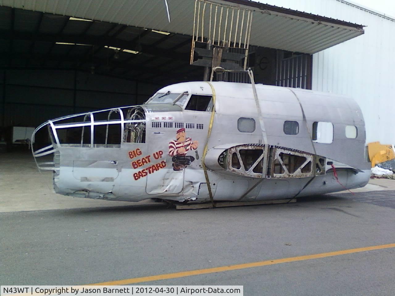 N43WT, 1943 Lockheed 18-56 Lodestar Lodestar C/N 18-2565, This was taken the day I delivered the remains of N43WT to FtWorth TX. The guys at Greatest Generation Aircraft put this on a trailer for educational purposes.