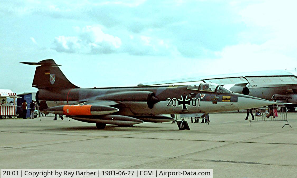 20 01, Lockheed F-104G Starfighter C/N 683-2001, Lockheed F-104G Starfighter [683-2001] RAF Greenham Common~G 27/06/1981. Transferred to Turkish Air Force in 1985 and finally broken up at Eskisehir~TC  after 1995.