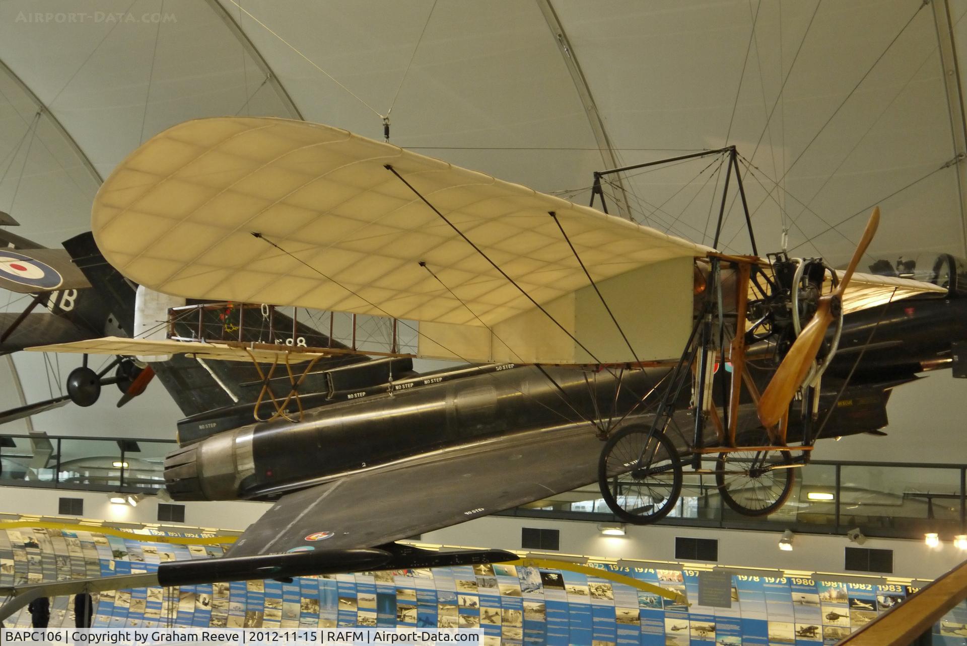 BAPC106, 1910 Bleriot XI Replica C/N BAPC.106, On display at the Royal Air Force Museum, Hendon.