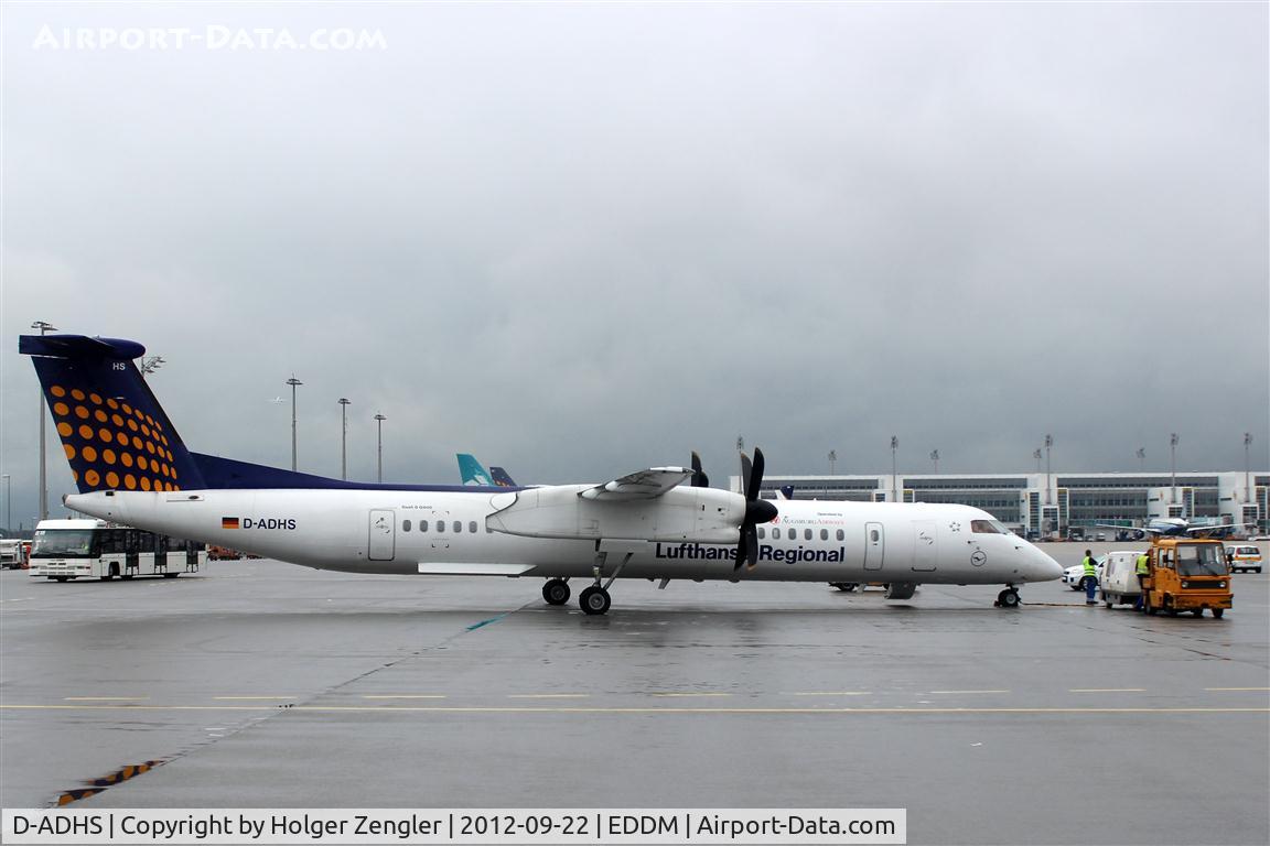 D-ADHS, 2001 De Havilland Canada DHC-8-402Q Dash 8 C/N 4044, So far only seen on LEJ......