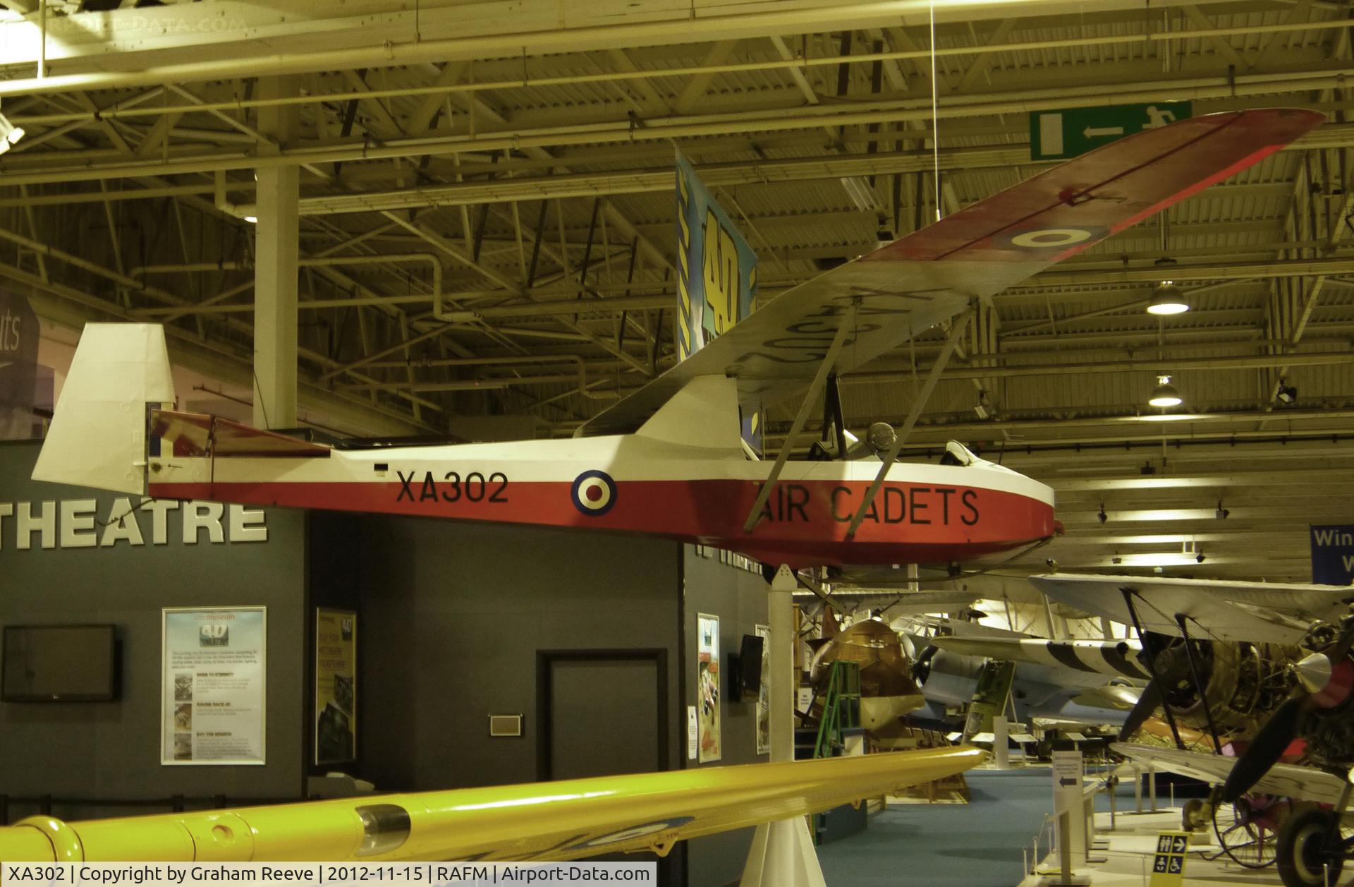 XA302, Slingsby T-31B Cadet TX.3 C/N 844, On display at the Royal Air Force Museum, Hendon.