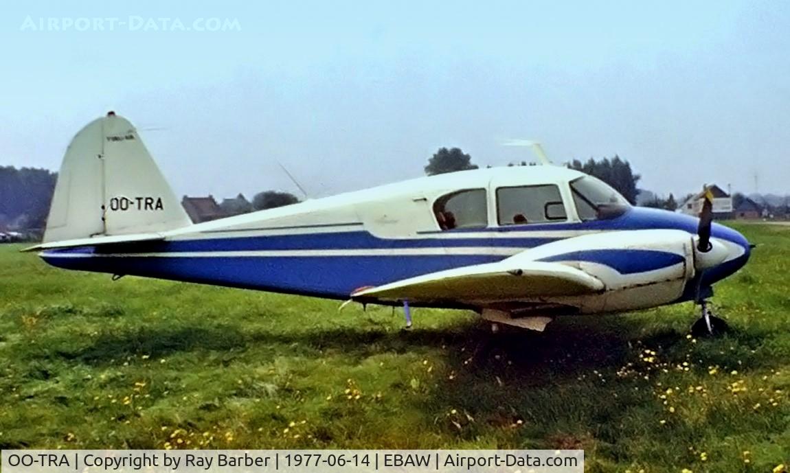 OO-TRA, 1958 Piper PA-23-160 Apache C/N 23-1269, Piper PA-23 160 Apache [23-1269] Antwerp~OO 14/08/1977. Image taken from a slide.