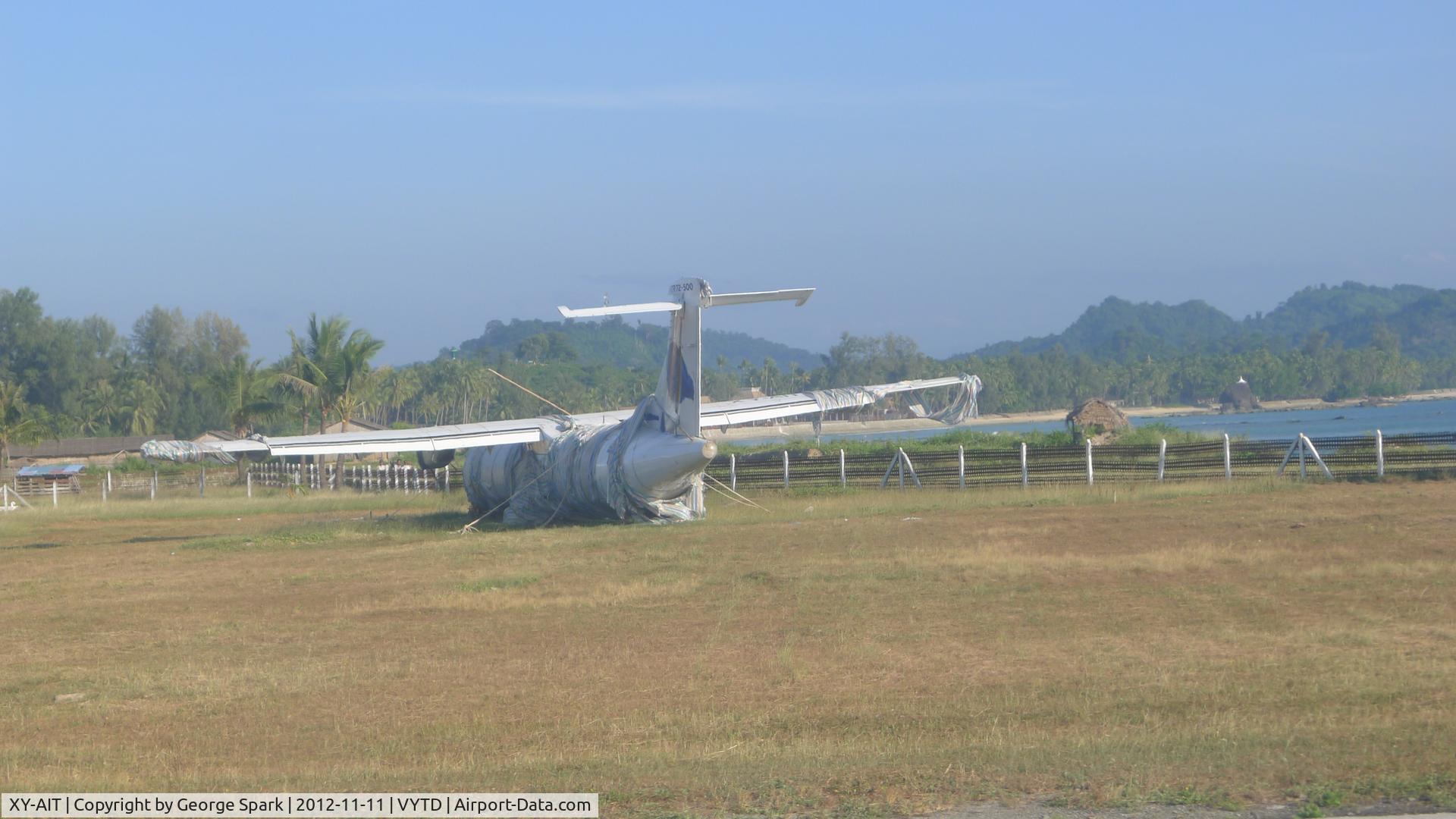 XY-AIT, 1998 ATR 72-212A C/N 543, Another shot of the XY-AIT wreckage at Thandwe Airport