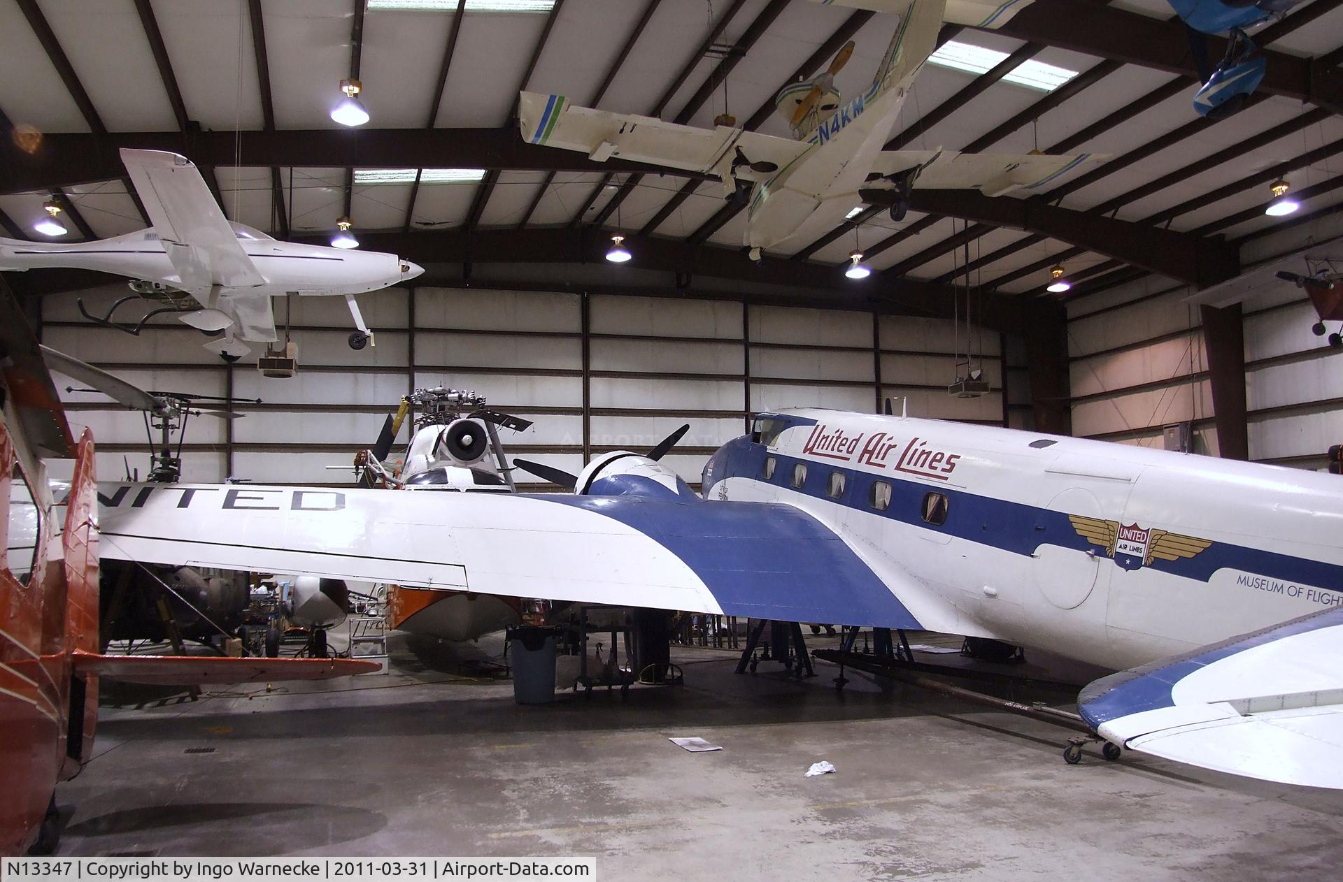 N13347, 1933 Boeing 247D C/N 1729, Boeing 247D at the Museum of Flight Restoration Center, Everett WA