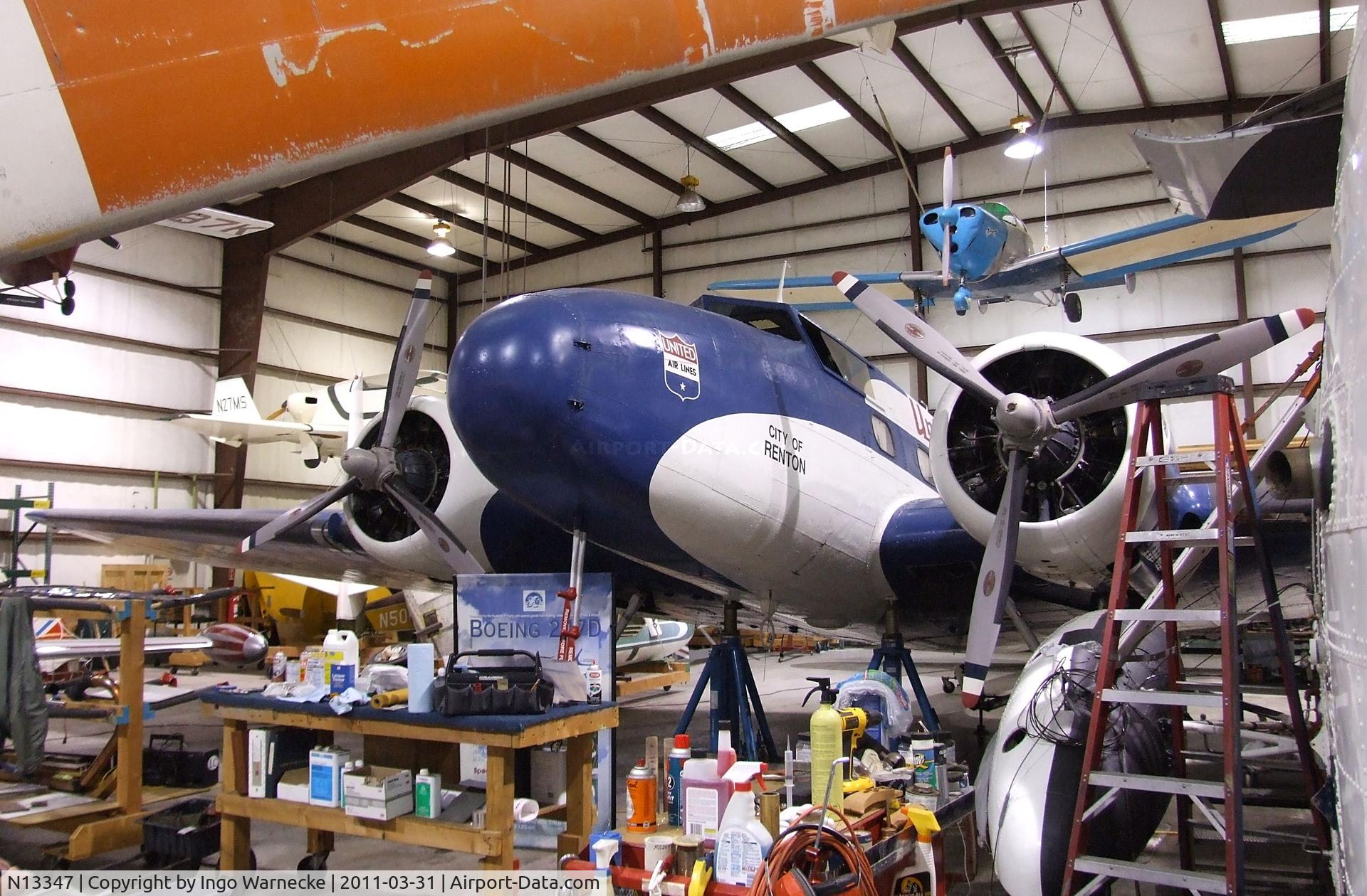 N13347, 1933 Boeing 247D C/N 1729, Boeing 247D at the Museum of Flight Restoration Center, Everett WA