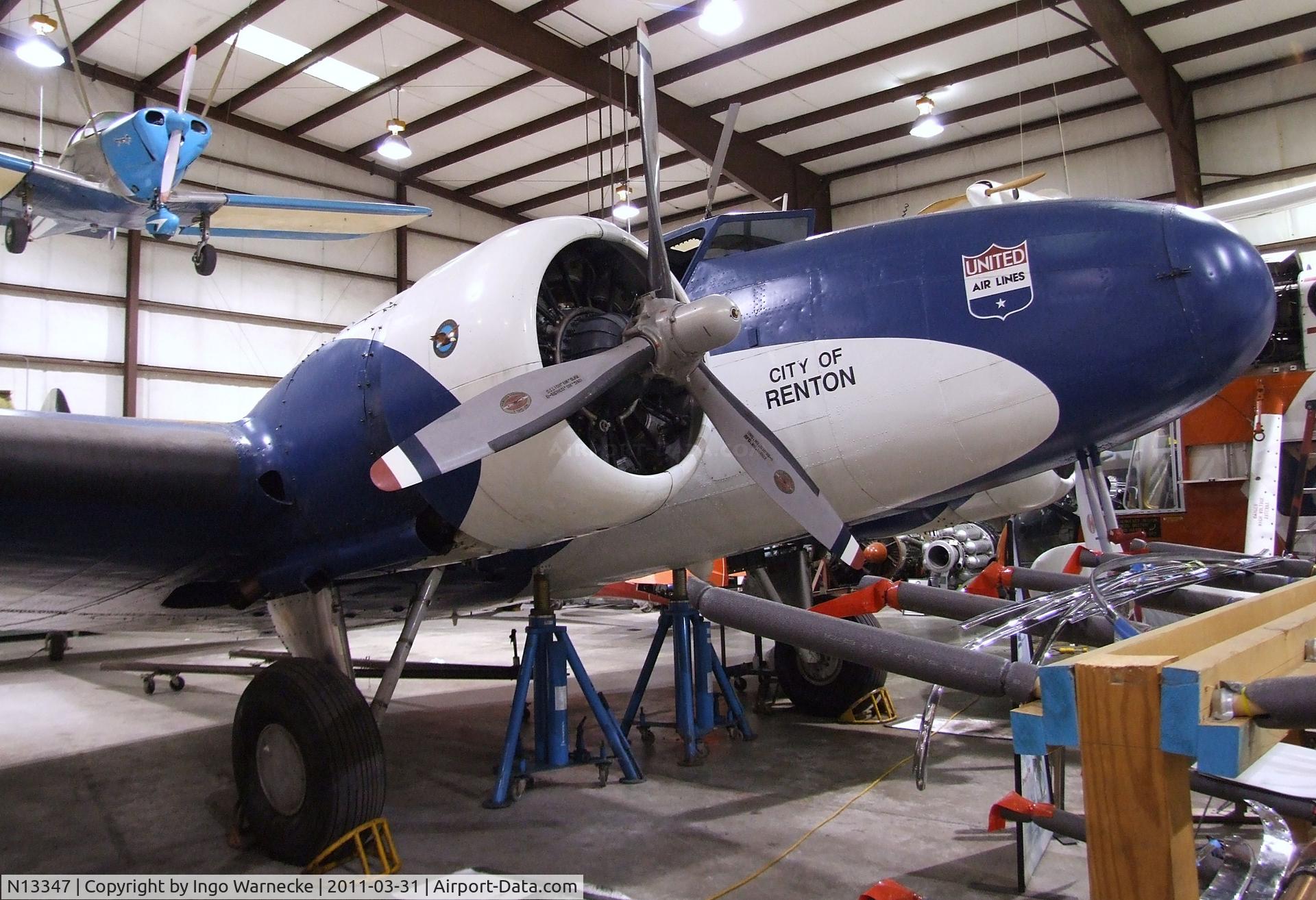 N13347, 1933 Boeing 247D C/N 1729, Boeing 247D at the Museum of Flight Restoration Center, Everett WA