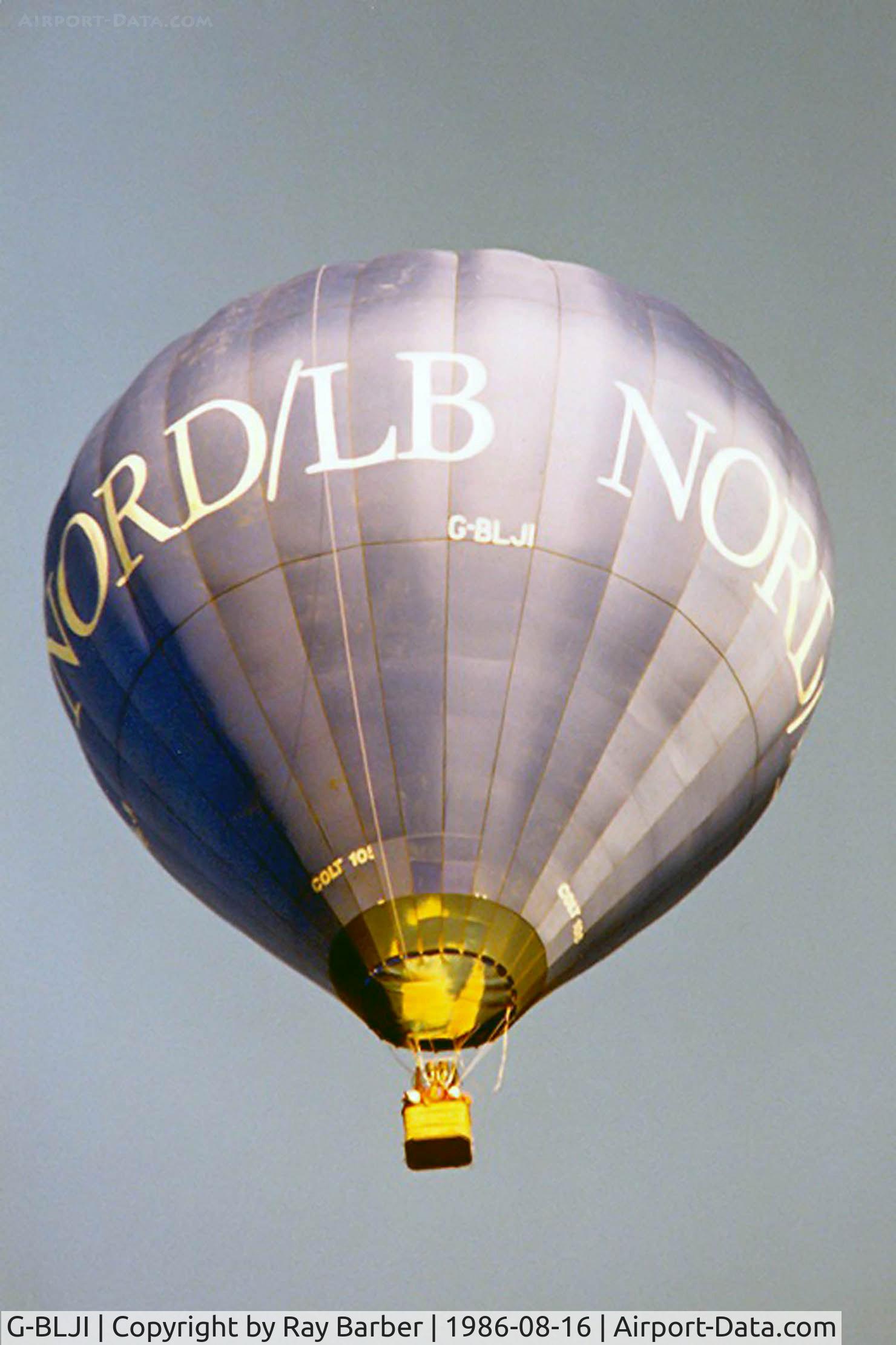 G-BLJI, 1984 Colt Balloons Colt 105A C/N 561, Colt 105A HAFB [561] Ashton Court-Bristol~G 16/8/1986