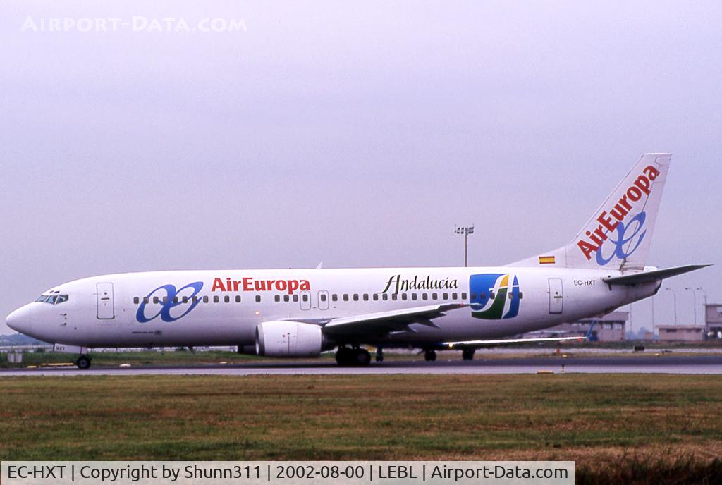 EC-HXT, 1990 Boeing 737-4K5 C/N 24769, Lining up rwy 20 for departure... Additional 'Andalucia' sticker'