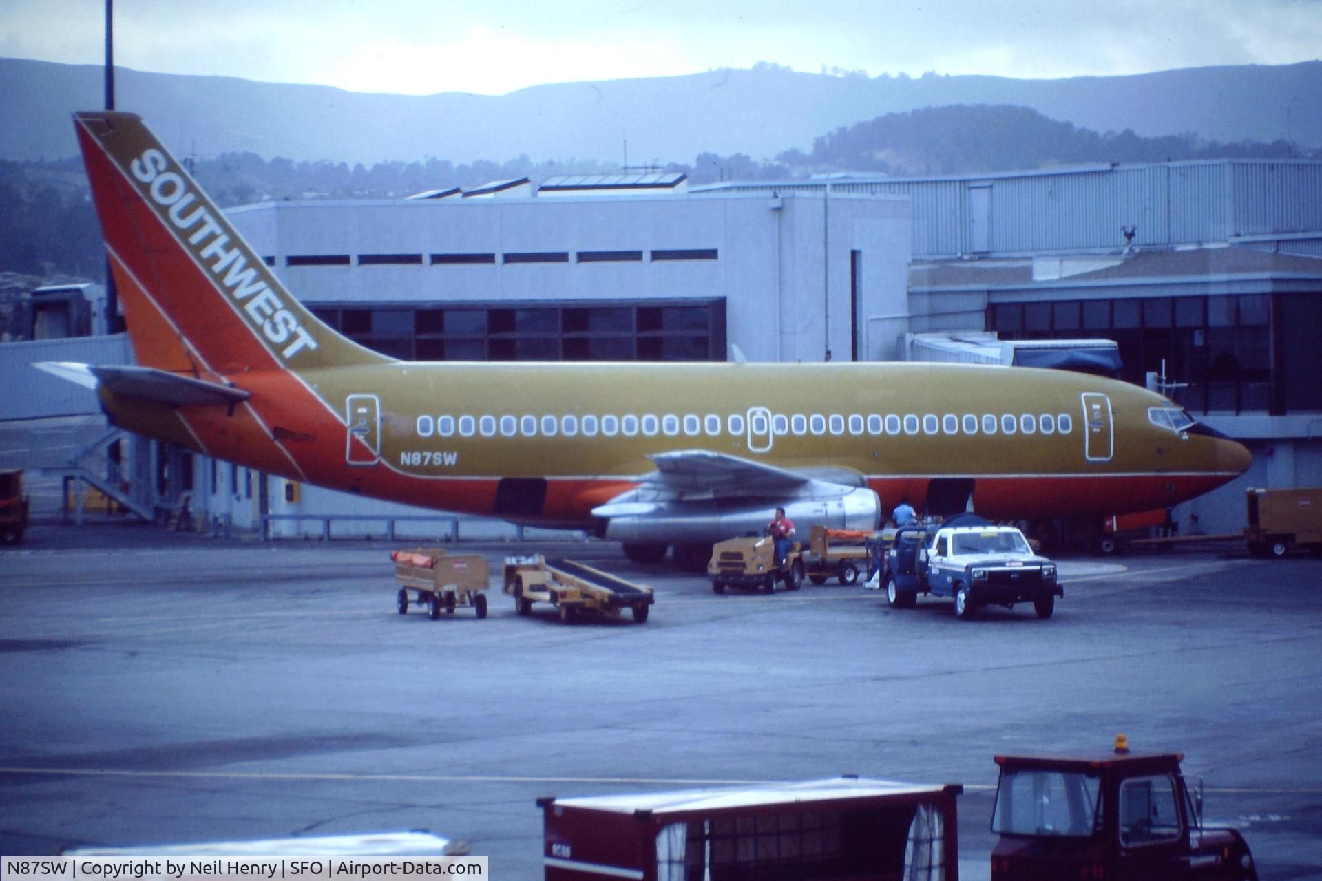 N87SW, 1982 Boeing 737-2H4 C/N 22903, Scanned from original slide- seen at SFO mid-May 1991