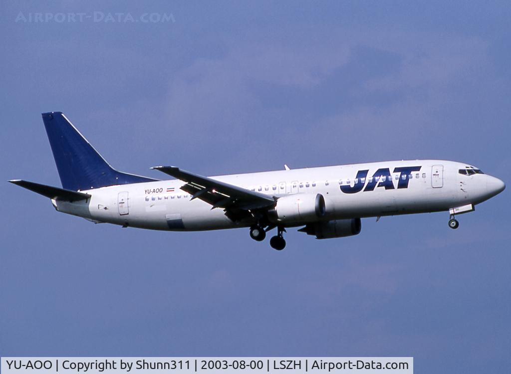 YU-AOO, 1989 Boeing 737-4Q8 C/N 24070, On landing...