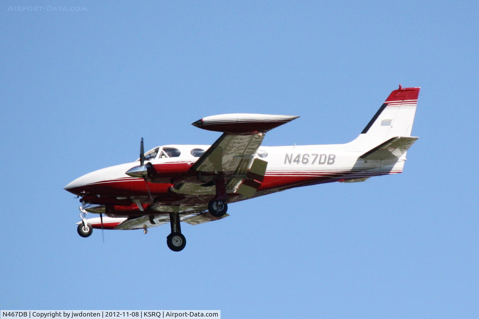 N467DB, 1978 Cessna 340A C/N 340A0467, Cessna 340 (N467DB) arrives a Sarasota-Bradenton International Airport following a flight from Witham Field