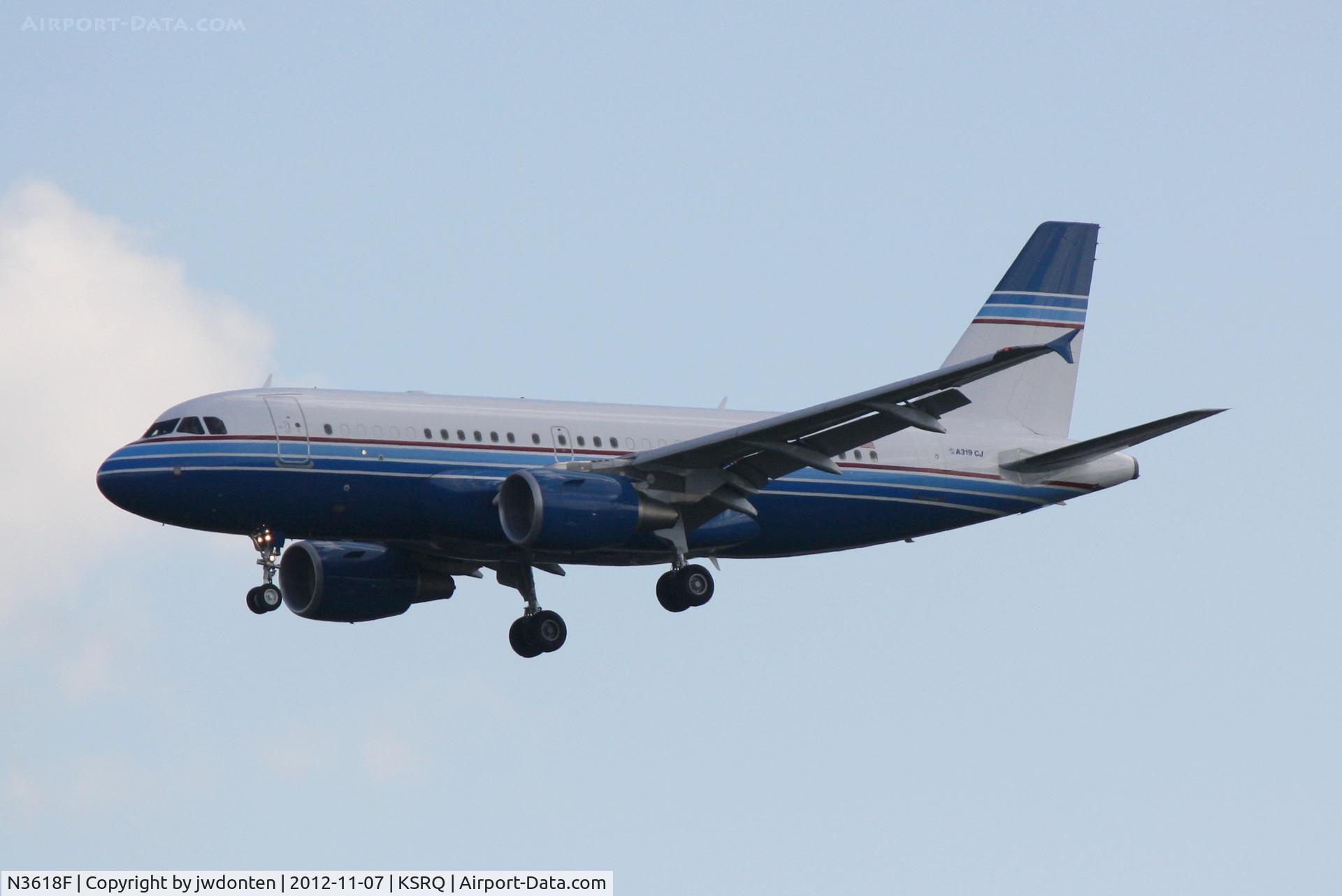 N3618F, 2006 Airbus A319-115 C/N 2748, Airbus A319 (N3618F) on approach to Sarasota-Bradenton International Airport following a flight from Opa Locka Airport