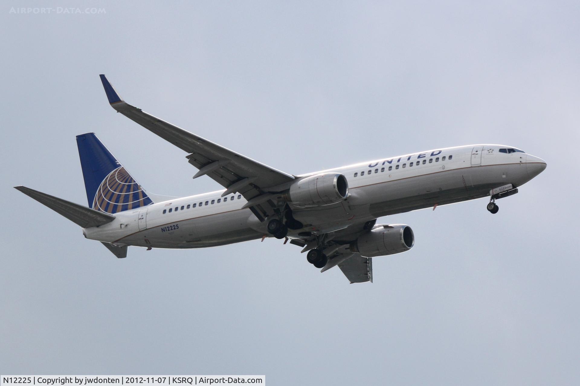 N12225, 1998 Boeing 737-824 C/N 28934, United Flight 1190 (N12225) on approach to Sarasota-Bradenton International Airport following a flight from Chicago-O'Hare International Airport