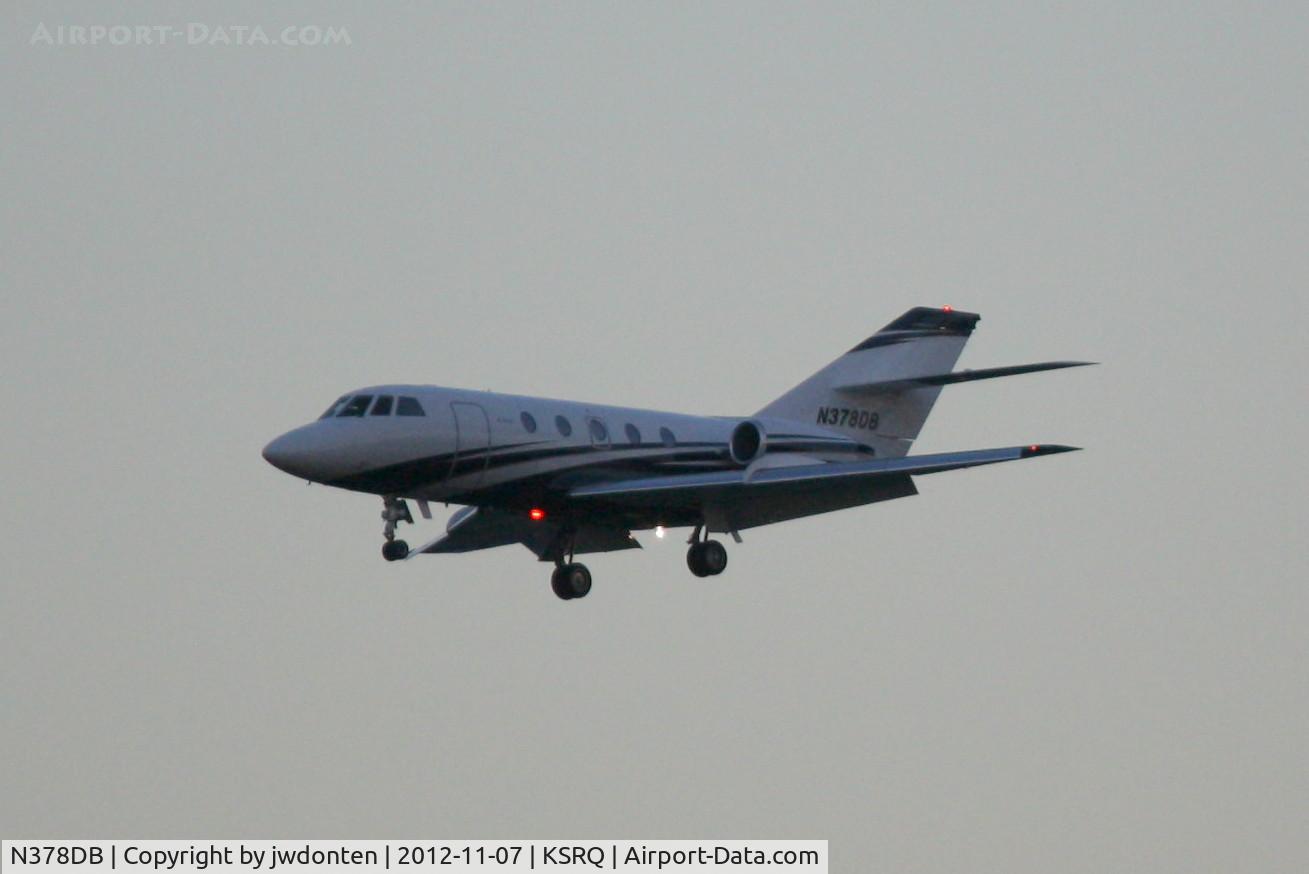 N378DB, 1978 Dassault Falcon (Mystere) 20 C/N 378, Dassault Falcon 20 (N378DB) on approach to Sarasota-Bradenton International Airport