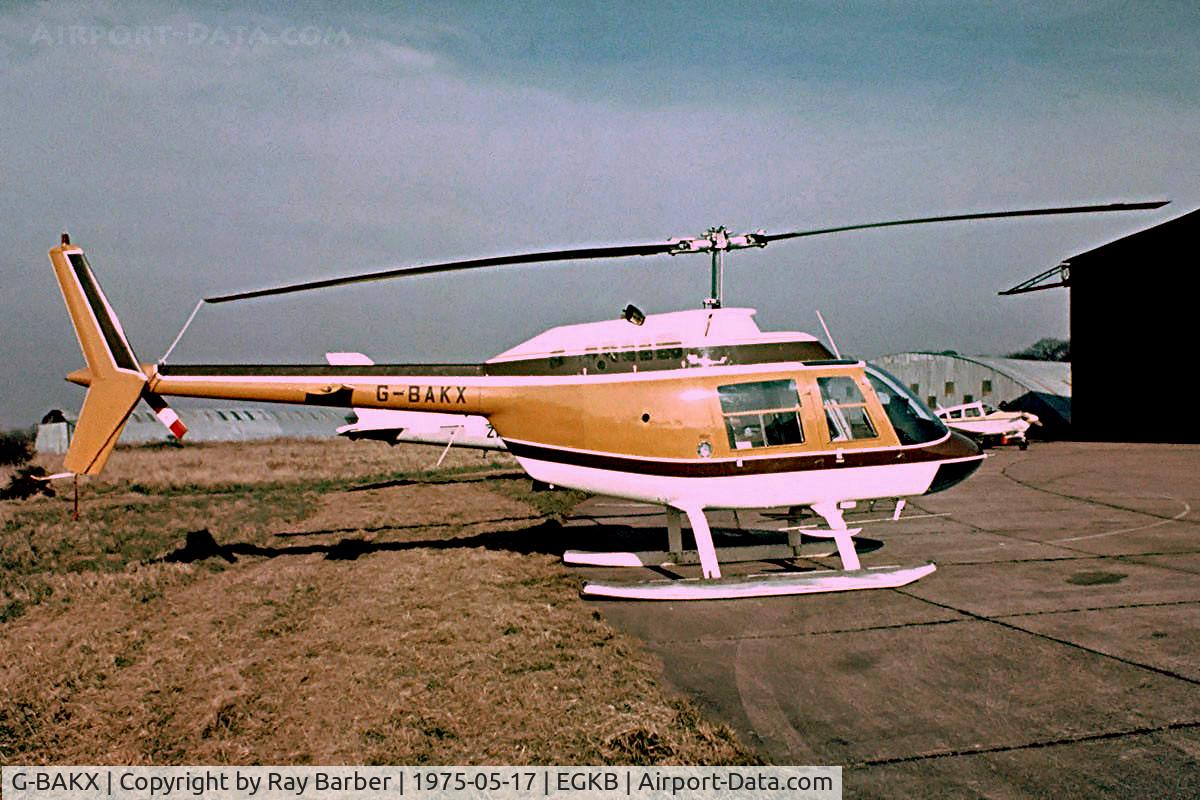 G-BAKX, 1973 Bell 206B JetRanger II C/N 906, Bell 206B Jet Ranger II [906] Biggin Hill~G 17/05/1975. Image taken from a slide.