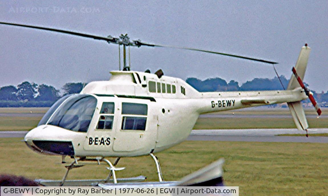 G-BEWY, 1969 Bell 206B JetRanger II C/N 348, Bell 206B Jet Ranger II [348] RAF Greenham Common~G 26/06/1977. Image taken from a slide.
