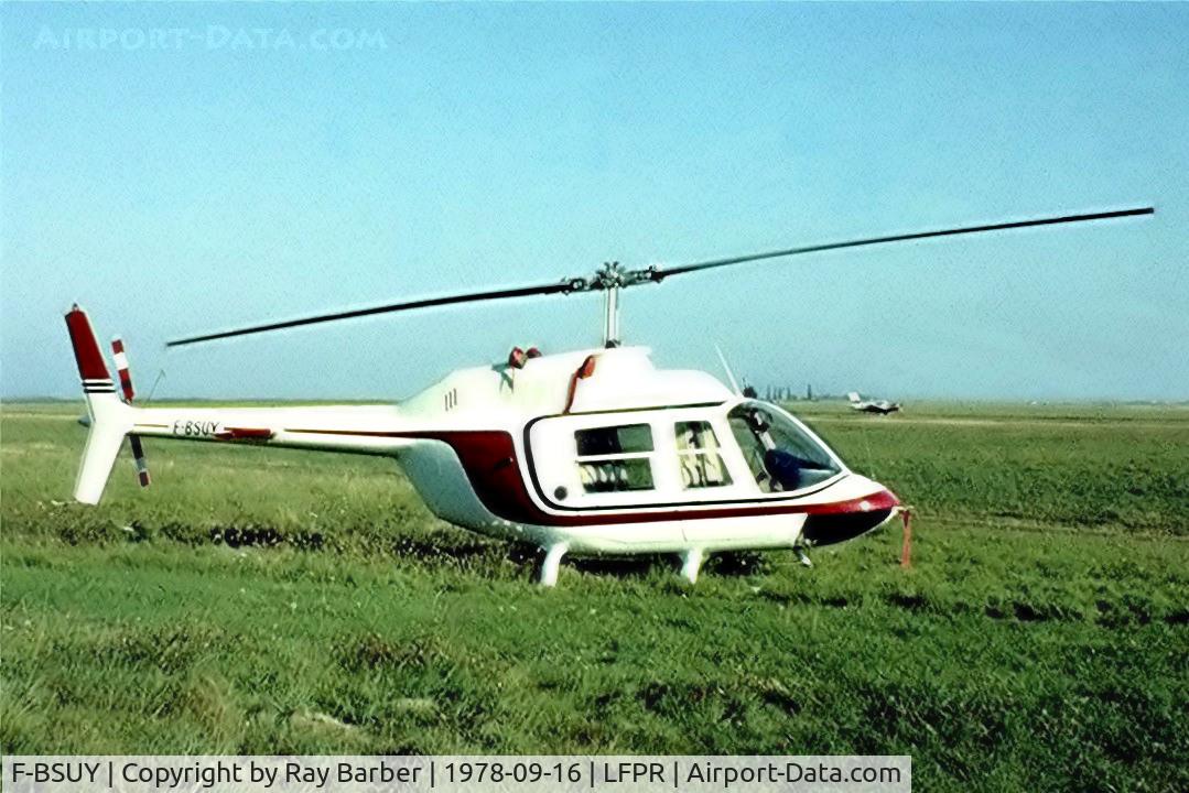 F-BSUY, Agusta AB-206A JetRanger C/N 179, Bell 206A Jet Ranger [179] Guyancourt~F 16/09/1978. Image taken from a slide.