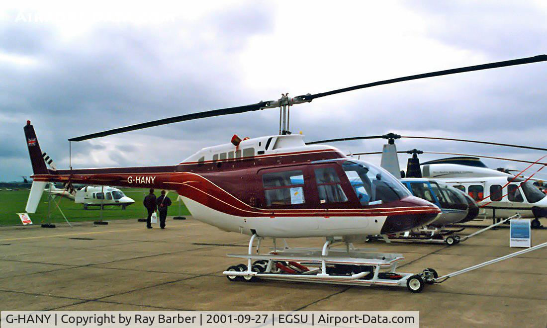 G-HANY, 1980 Agusta AB-206B JetRanger II C/N 8598, Agusta-Bell AB.206B-3 Jet Ranger III [8598] Duxford~G 27/09/2001