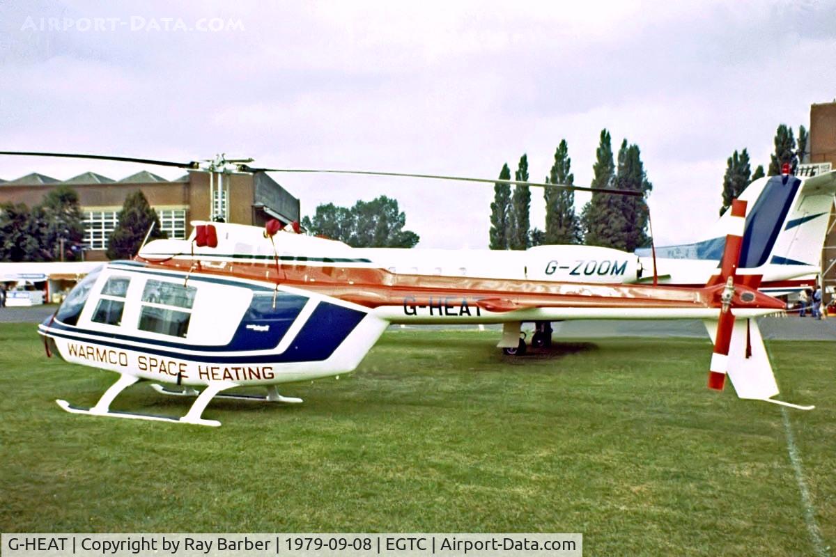 G-HEAT, 1979 Bell 206B JetRanger II C/N 2745, Bell 206B-3 Jet Ranger [2745] Cranfield~G  08/09/1979. Image taken from a slide.