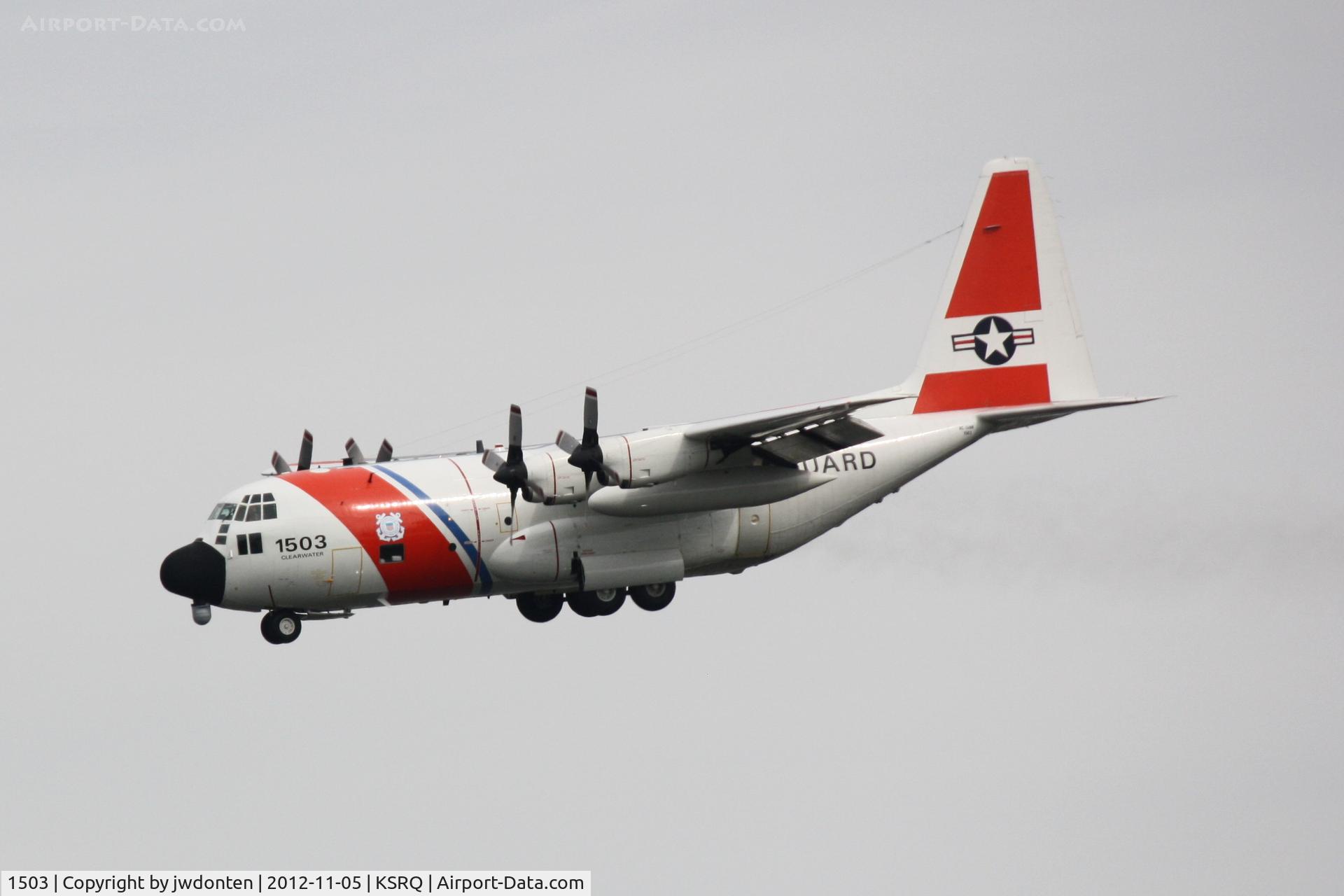 1503, 1973 Lockheed HC-130H Hercules C/N 382-4528, USCG 1503 from US Coast Guard Clearwater on approach to Sarasota-Bradenton International Airport